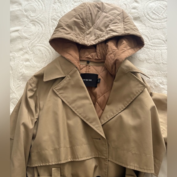 New Coach Quilted Long Trench Coat in Classic Khaki - Picture 10 of 15